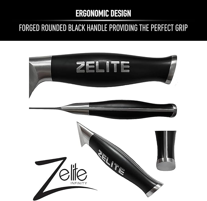 Zelite Infinity 10 Inch Serrated Bread Knife for Homemade Bread — Razor Sharp German High Carbon Stainless Steel Bread Cutting Knife for Sourdough Bread; Ergonomic Handle - Luxurious Gift Box