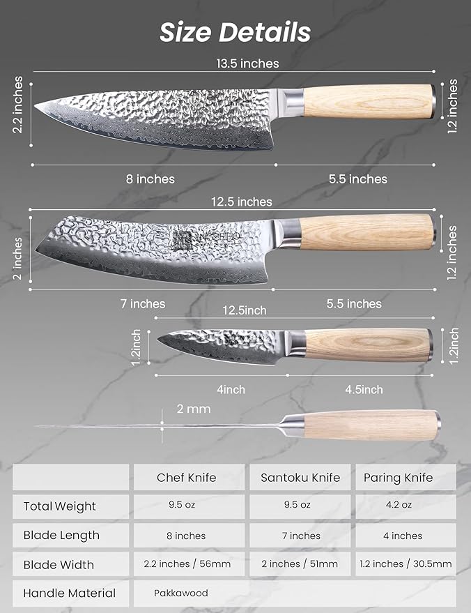 Damascus Kitchen Knife - VG-10 67-Layer Genuine Damascus Chef Knife, SGS Lab-Verified Sharpness & Edge Retention, Ergonomic Balanced Handle, Ideal for Home Use & Gifting