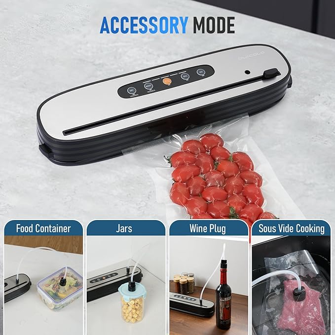 Cordless Vacuum Sealer for Food - Portable Food Saver Machine with Dry/Moist Modes, Rechargeable Design, Child Lock & Built-in Cutter - Ideal Food Vacuum Sealer Machine for Kitchen Storage