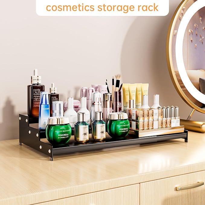 Premium Spice Rack Organizer for Countertops - tiered spice rack organizer for cabinet,spice jars, oil bottles and utensils 2 Pakcs Black (modern rust-resistant design)