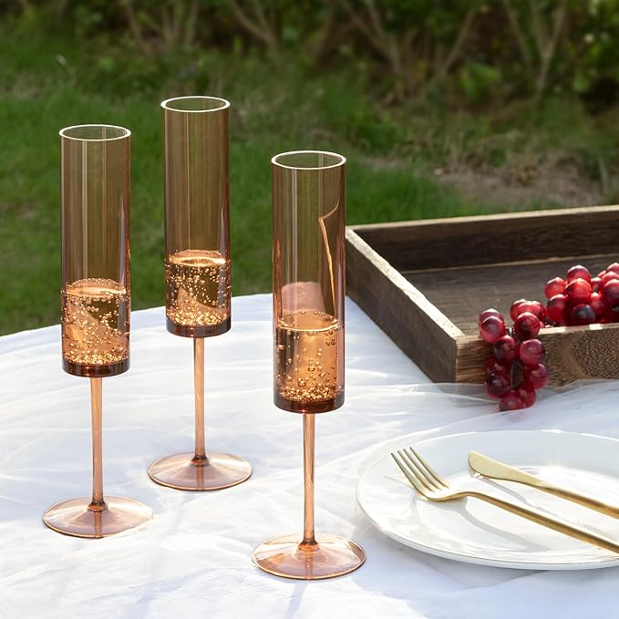 12 Pack Acrylic Orange Champagne Glasses Dark Orange Wine Glasses Terracotta Champagne Flutes Champagne Flutes Goblets for Wedding Reception Cocktail Cups Wedding Toasting Glasses Terracotta Decor