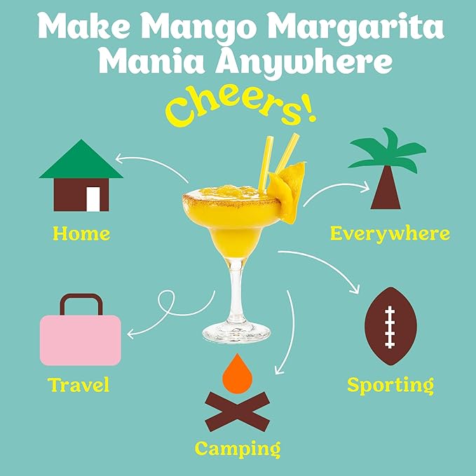 Craftmix Mango Margarita, Makes 12 Drinks, Skinny Cocktail Mixers, Instant Mix Mocktail Kit, Real Fruit, Vegan Low-Carb Non-GMO, Dairy Free, Gluten-Free, Easy to Mix
