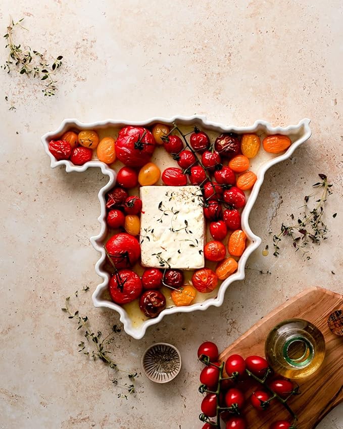WORLD PLATES Spain Shaped Baking Dish Serving Platter or Decorative Tray Charming Porcelain Bakeware Oven Microwave and Dishwasher Safe
