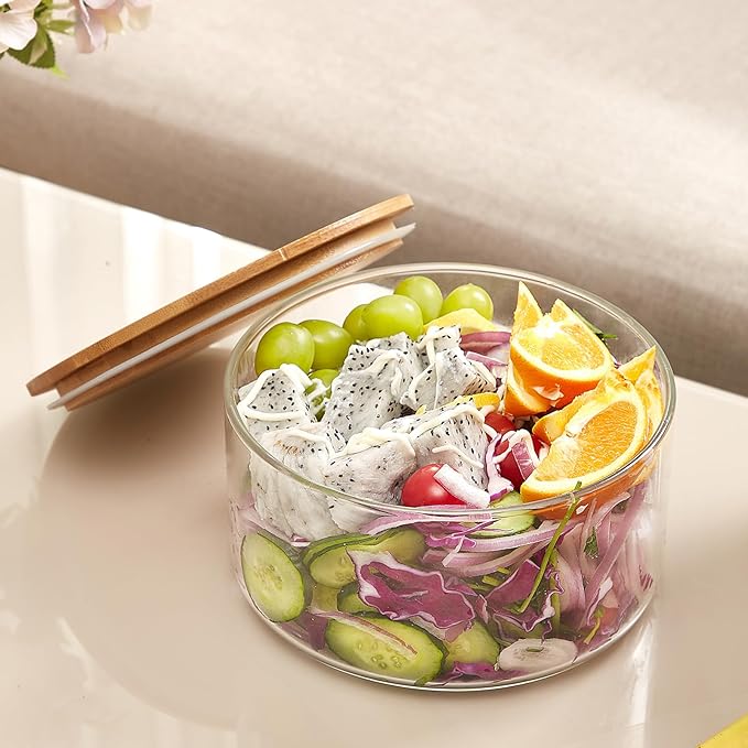 104oz Large Glass Trifle Bowl with Lid, Modern Design Clear Glass Round Dessert Centerpiece Serving Bowl for Laying Ice Cream Cakes, Salad, Fruit, Microwave & Dishwasher Safe