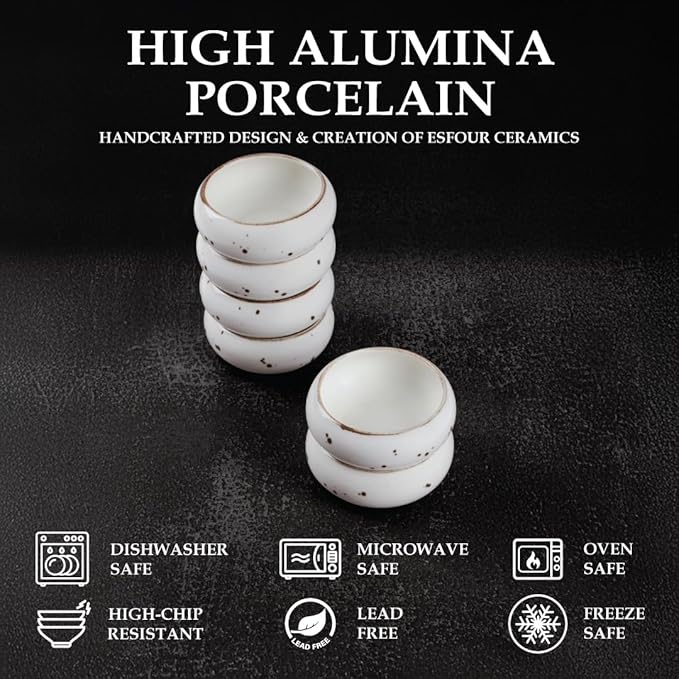 Small Hand Craft Dessert Bowls - 12oz, Set of 6 - Microwave, Oven, Dishwasher Safe, Ice Cream, Soup, Snacks, Rice, Cereal, Chili, Side Dishes Dips, Ideal Gift - Classic Assorted Colors