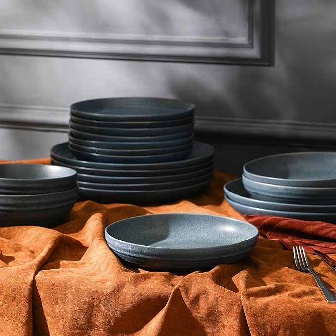 Stone Lain Elio 4-Piece Pasta Bowl Set Stoneware, Blue