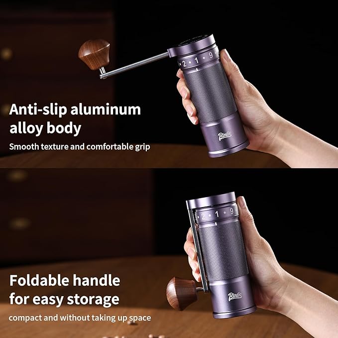 Manual Coffee Grinder with Foldable Handle, Conical Burr Coffee Grinder with 20g Capacity, Adjustable External Grind Setting for Travel,Camping,Home