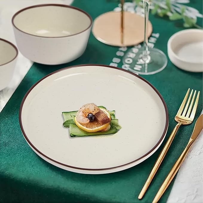 12-Piece Melamine Dinnerware Sets – Unbreakable Plates & Bowls Sets for Outdoor, Camping, Picnic, Party – Durable Dishware Sets, Lightweight & Shatterproof (Crystal Cream)