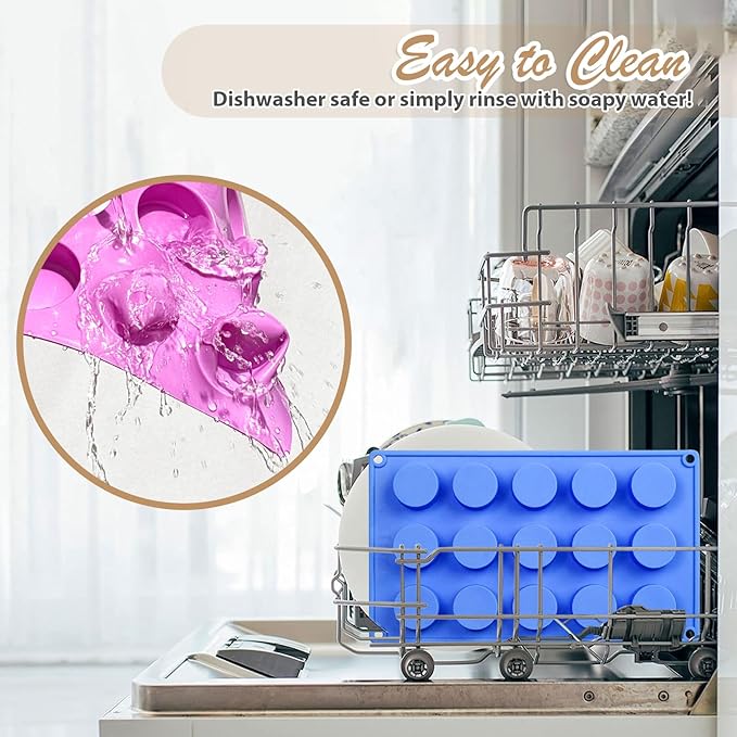 Soap Molds Silicone Round Cylinder 3 Packs 15 Cavities for Snacks Chocolate Candy Cookie Small Wax Melts Lotion Bars, Baking Circle Non-stick Tray Round Mold BPA Free Food Grade Homemade DIY