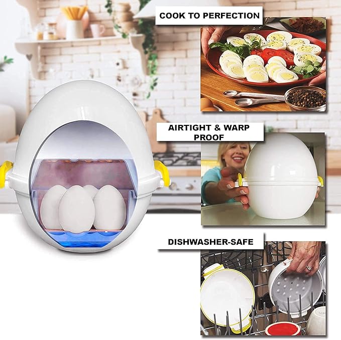 EGG POD by Emson Microwave Hardboiled Egg Maker, Cooker, Boiler & Steamer, 4 Perfectly-Cooked Hard boiled Eggs in Under 9 minutes, Dishwasher Safe, Airtight and Warp Proof As Seen On TV Set of 2…