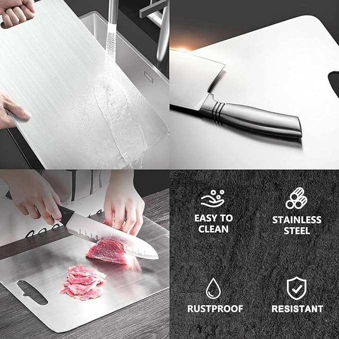 Premium Pure Titanium Cutting Board for Kitchen New Upgrade Double Sided Dust-free Cutting Board,Hygiene Durable Dishwasher Chopping Board for Meat, Vegetables & Fruits (M - 1Pack)