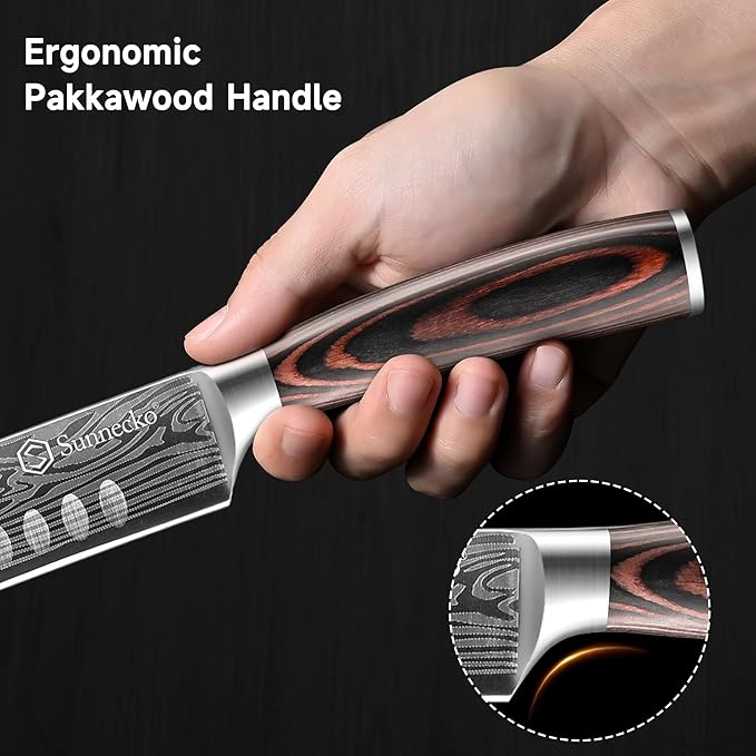 Sunnecko Professional BBQ Carving Knife Set, Slicing and Boning Knife for Meat Cutting,German High Carbon Stainless Steel Carving Knife for Meat and Turkey.