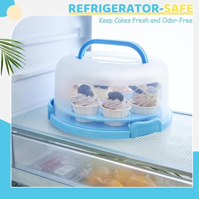 Ohuhu Cake Stand, Cake Carrier With Lid and Handle BPA-Free Cake Holder for 10 inch Cake with 2 Handles Cupcake Carrier - Plastic Cover Two Sided Base for Transport Pies Nuts Fruit Perfect Gifts