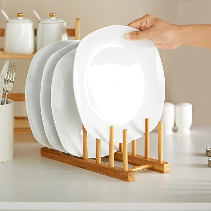 10" Square Dinner Plates Set of 4, White Ceramic Plates for Dinner, Salad, Appetizer & Dessert, Microwave, Dishwasher Safe Dinnerware for Kitchen, Perfect for Party Wedding Birthday & Christmas Dishes
