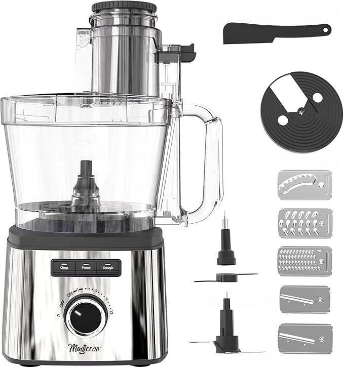14-Cup Lemon Slicer Food-Processor - Large Feed Chute, 13 Speeds & Pulse, 3 Programs,Cheese Shredding, Cutting Fries, Meat Chopping, Shredding and Slicing, Mixing and Doughing, for Home Use