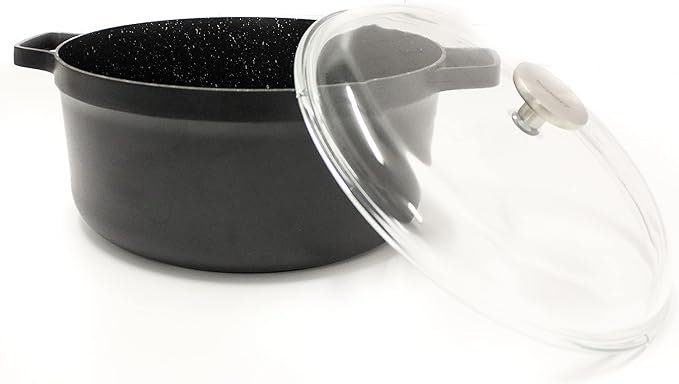 BergHOFF GEM Non-stick 11" Stockpot 7.7qt., Sturdy 2-Handle, Glass Lid, Ferno-Green, Non-Toxic PFOA-Free Coating, Ovensafe