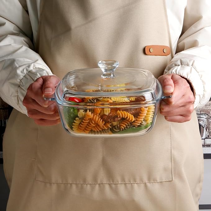 NUTRIUPS Small Glass Casserole Dish with Lid Oven Safe Square Casserole Dish 6.8 Inches Microwave Glass Bowl With Lid Microwavable Cookware (1.2L)