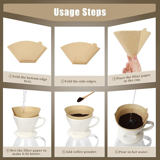 250 Count Coffee Filter #4, #4 Coffee Filters Disposable, Unbleached Natural #4 Cone Filters Paper Compatible with Drip and Pour Over Coffee Maker(8-12 Cup)