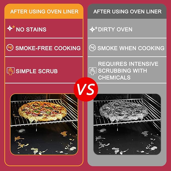 Oven Liners for Bottom of Electric Gas Oven - 2 Pack Large Heavy Duty Oven Mat, Heat Resistant Oven Liners for Bottom of Electric Oven, 15.74"x 23.6". (2PACK)