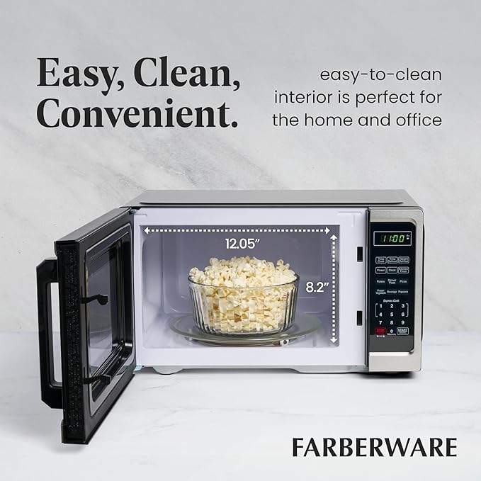Farberware Classic FM09SS 0.9 Cu. Ft 900-Watt Microwave Oven, Stainless Steel
