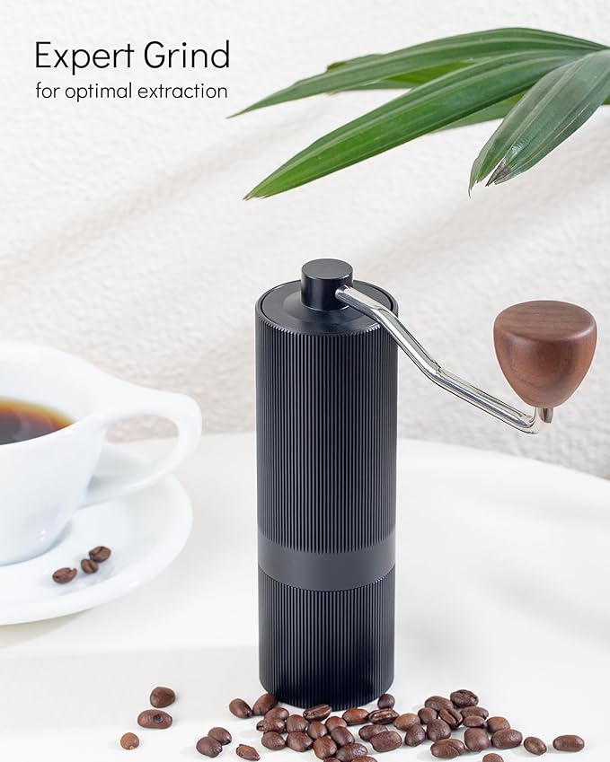 Manual Coffee Grinder, Photway Coffee Bean Grinder with CNC Stainless Steel Conical Burr and Adjustable Coarseness for French Press Coffee Office Traveling Camping Gift - Black Hand Coffee Grinder