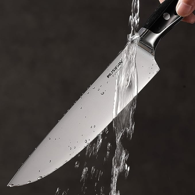 6-Piece Knife Block Sets,Stainless Steel Kitchen Knife Set with Block – High Carbon Black Knives, Dishwasher Safe,Holiday Gift