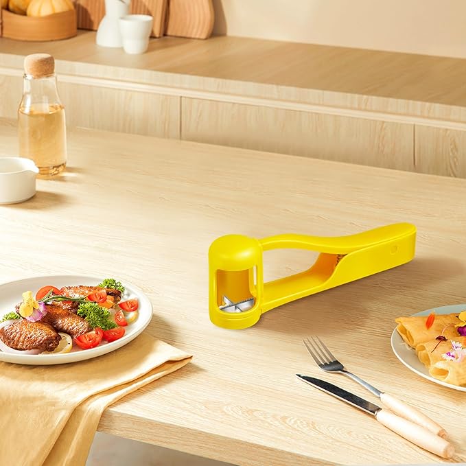 Grape Cutter,Stainless Steel Blades Quarter Grape Slicer with 4 Pieces Vegetable Fruit Salad,Slicer Kitchen Tomato Cherry Strawberry Cutter- Yellow