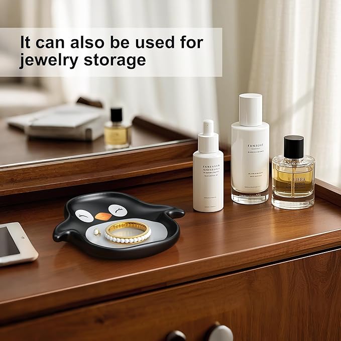 Penguin Spoon Rest for Stove Top – Ceramic Utensil Holder for Kitchen Counter – Cute Cooking Spoon Rest, Spatula Holder, Snack Dish – Unique Kitchen Gift for Holidays, Housewarming