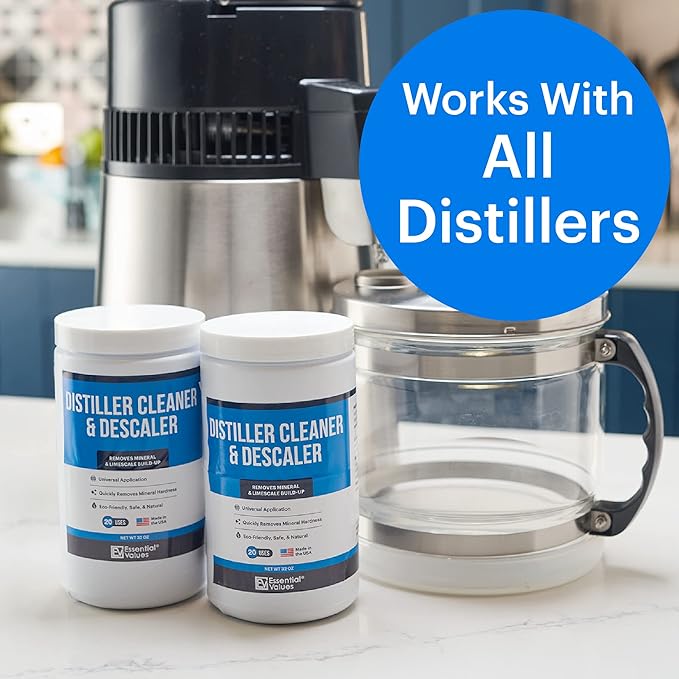 Essential Values Universal Descaler - Espresso Descaling Solution - Coffee Machine Cleaner - Critic Acid Tea Kettle Urn Water Distiller Cleaner - Manufactured in USA - 2 Pack