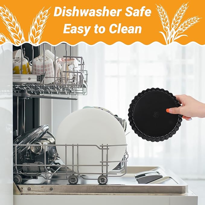 Beasea 6 Inch Tart Pan, 2pcs Small Tart Pie Pans with Removable Bottom Mini Non Stick Pie Tin Container Pan Loose Bottom Fluted Quiche Baking Pan for Fruit Tart Quiche Cakes