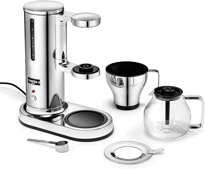 aarke Coffee Maker - Electric 10 Cup / 42 fl oz Drip Brewer with Automatic Drip-Stop, Glass Carafe, Brews Full Pot in Under 6 Minutes, SCA certified, Stainless Steel