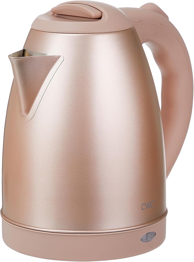 COOK WITH COLOR Electric Kettle - Rapid Boil, Sleek Design, and Safety Features - Great for Quick and Easy, Stainless Steel Blush, 1.7 Liters