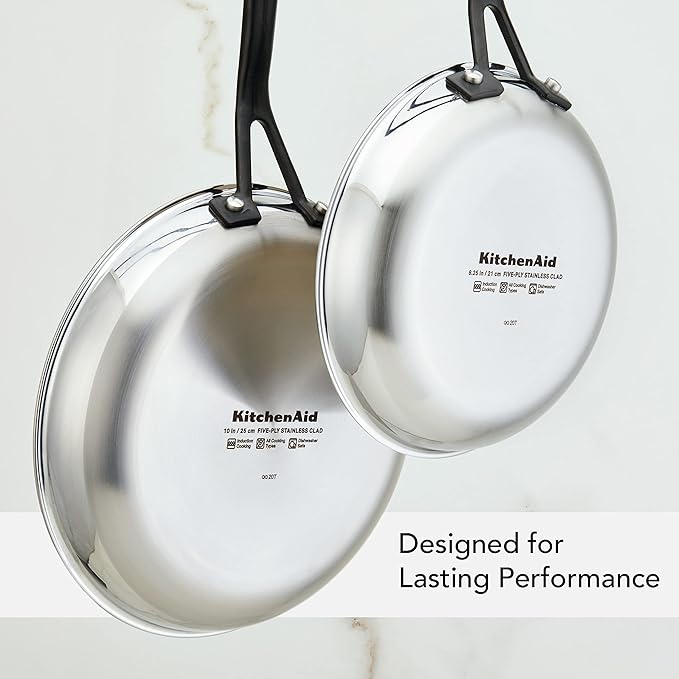 KitchenAid Polished Stainless Steel Frying Pan Set/Skillets