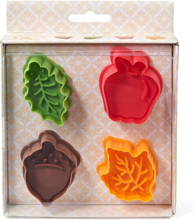 Talisman Designs Plunger Style Pie Crust Cutters, Fall Design, 4-Piece Set