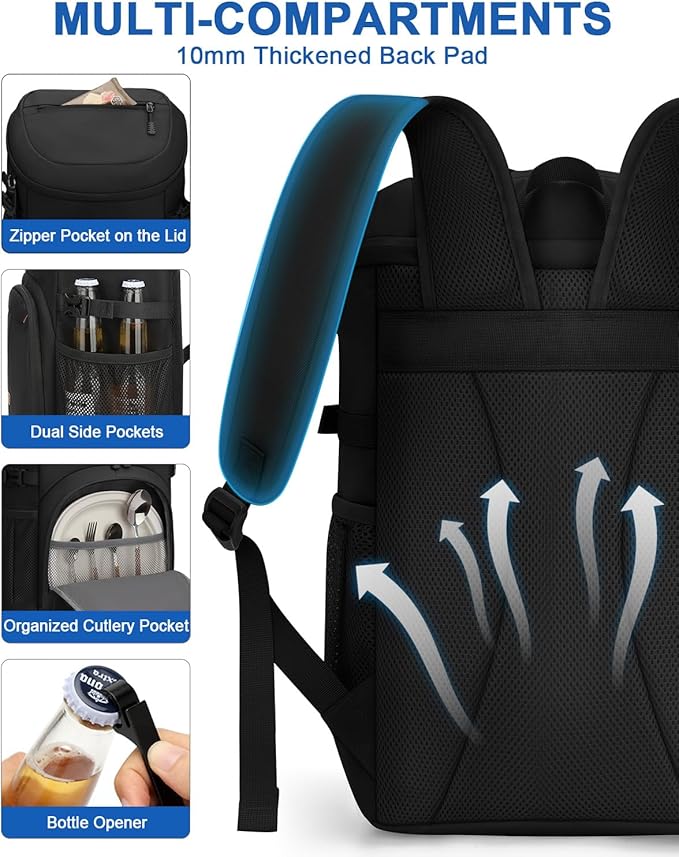 Cooler Backpack for Men Women Insulated Waterproof Backpack Cooler Leak Proof Cooler Bag Lightweight Lunch Backpack for Camping Beach Travel Picnic