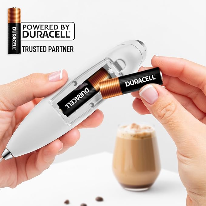 Zulay Kitchen Patented Tornado Triple Whisk Milk Frother with 4 Duracell Batteries – Handheld Foam Maker for Coffee, Lattes, Matcha & Hot Chocolate – Rich, Creamy Froth in Seconds