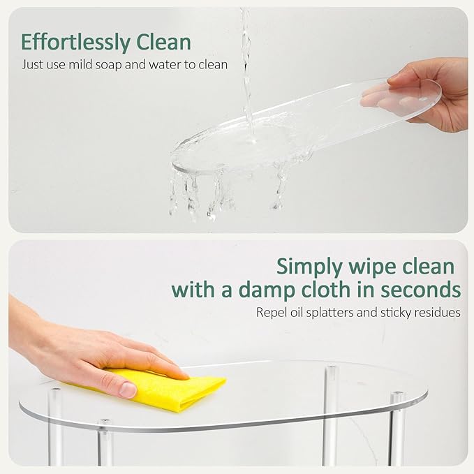 Clear Cabinet Organizer, Storage Shelf Set of 2 | Stackable Kitchen Counter Shelves for Spice Racks, Pantry & Countertop Storage | Space-Saving Bathroom/Desk Organizer