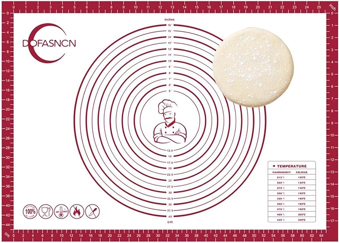 Large Silicone Pastry Mat for Rolling Dough Non Slip Non Stick Silicone Mats for Kitchen Counter 28x20"Red