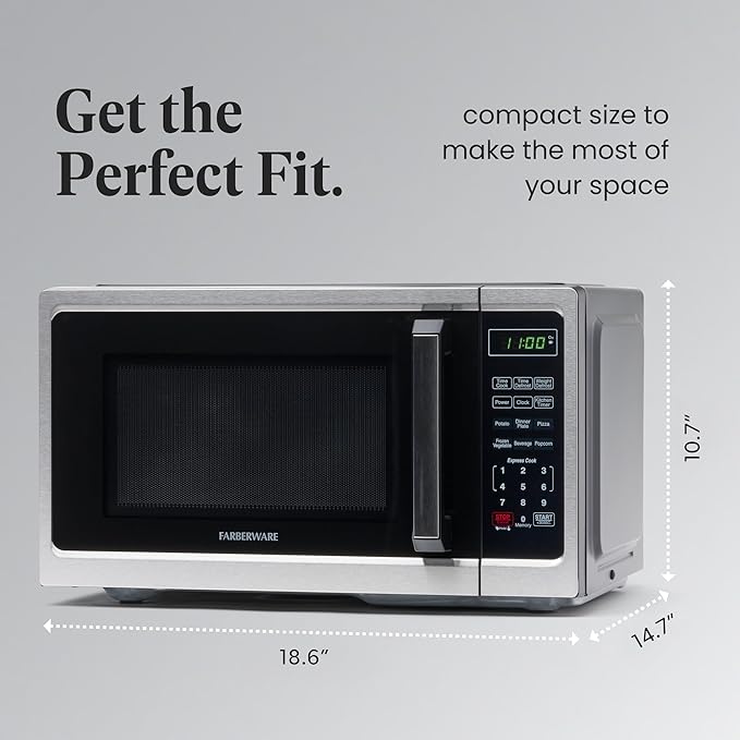 Farberware Classic FM09SS 0.9 Cu. Ft 900-Watt Microwave Oven, Stainless Steel