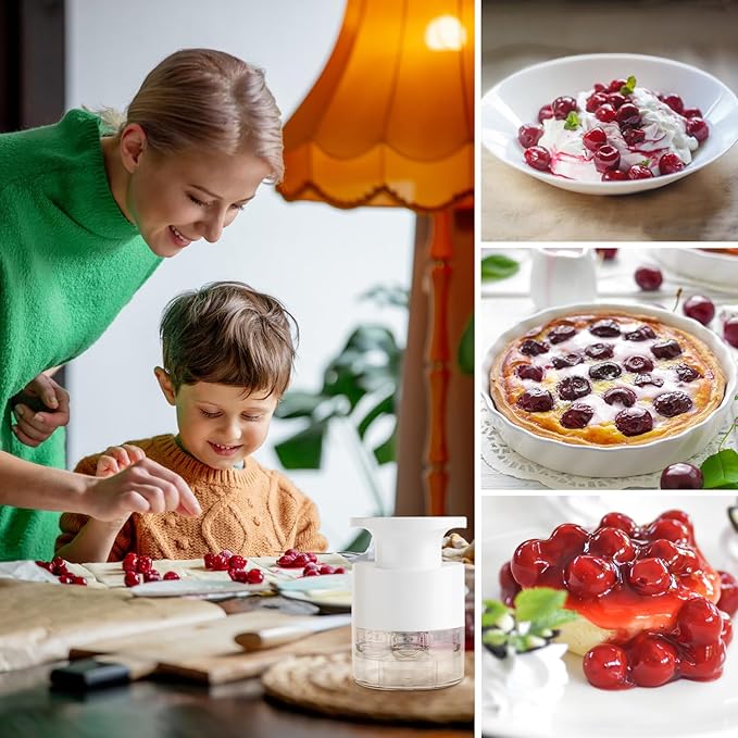 Cherry Pitter Multiple, Push Type Cherry Corer Multiple, Kitchen Cherry Jam 7 Holes Multi Pitter Tool, 7-in-1 Cherry Seed Remover Quick Portable Cherry Pitting Tool (White)