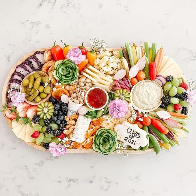 10-Pack 22"x12" Palm Leaf Trays | Eco-Friendly, Compostable Platters for Weddings, Charcuterie Boards & Events