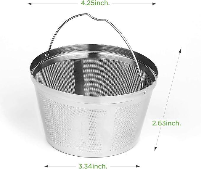 Reusable Coffee Filters 8-12 Cup Permanent Coffee Filters Basket Washable Compatible with Mr. Coffee Black & Decker Coffee Maker Filter 6-12 Cup