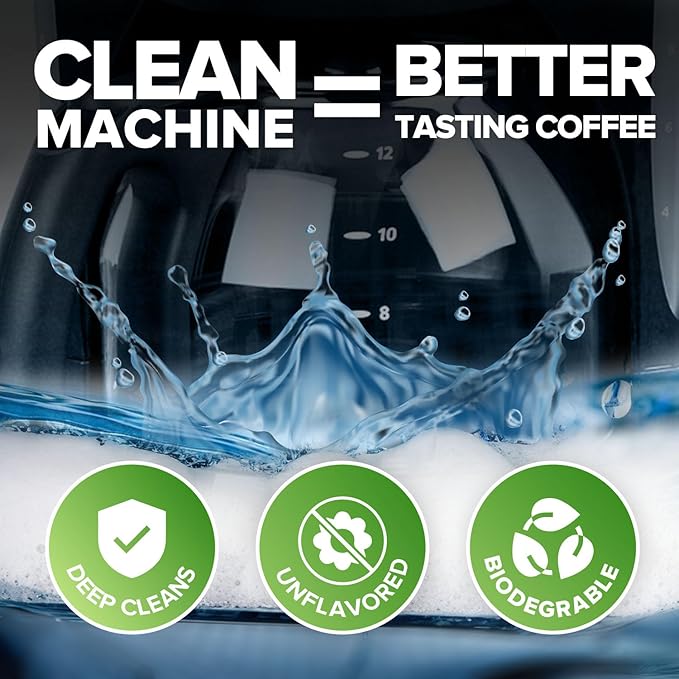 Coffee Maker Cleaner & Descaler Tablets, 12 Uses for Keurig, Ninja, Breville, Delonghi, Nespresso, Miele, Jura, Mr Coffee, Cuisinart Descaling Solution for Coffee Pot Maker & Espresso Machines
