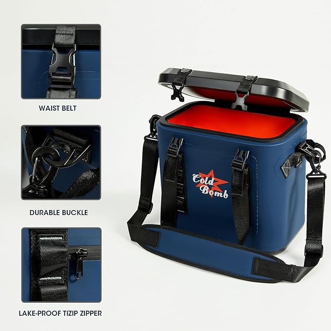 Magnetic Backpack Cooler Bag, Cold Retention Soft Coolers 30 Can Insulated Soft Sided Cooler with Waterproof Bag