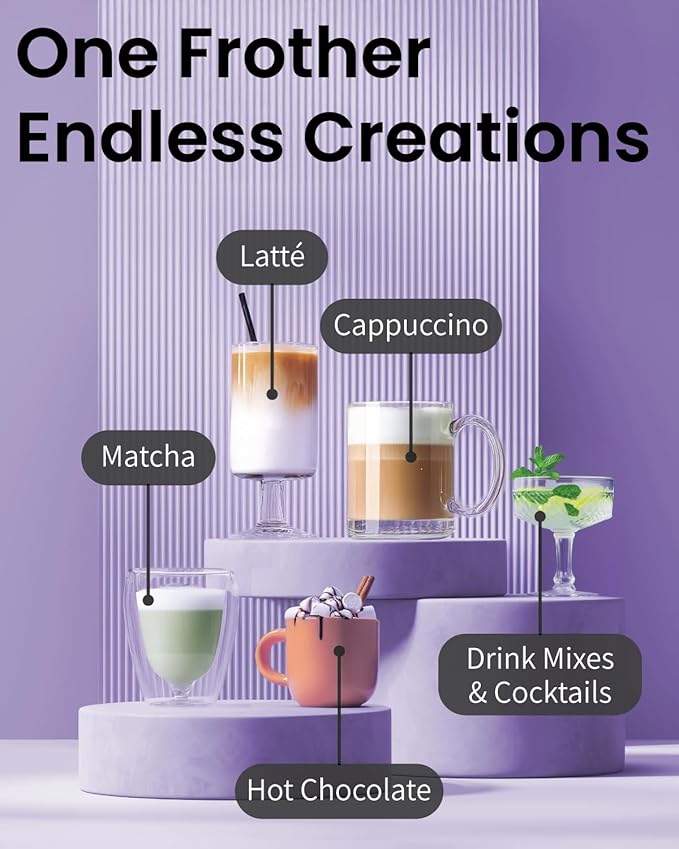 Elementi Portable Electric Milk Frother, Matcha Whisk, Milk Frother for Coffee Frother Electric Hand Blender, Mini Electric Whisk Small Hand Blender (Periwinkle)