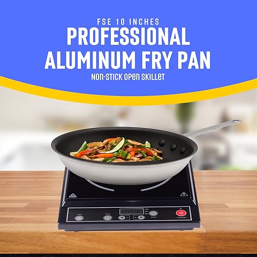 FSE 10" Professional Aluminum Fry Pan, Non-Stick Open Skillet, 3.0 mm Thick Aluminum Construction