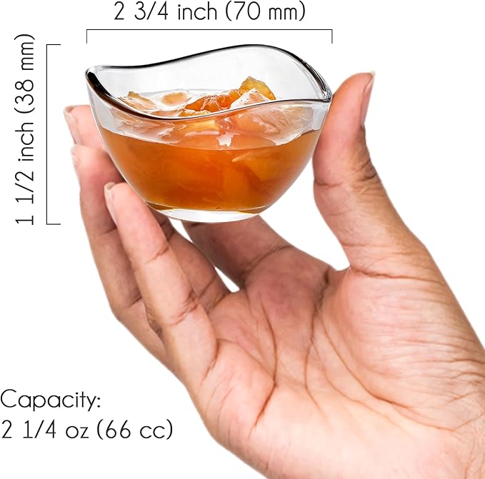 Volarium Mini Glass Prep Bowls Set of 6, 2 1/4 oz LEAD & CADMIUM FREE, Small Glass Spice Bowls for Cooking, Mise en Place, Finger Sauces, Tiny Ingredient, Transparent, Dishwasher & Microwave Safe