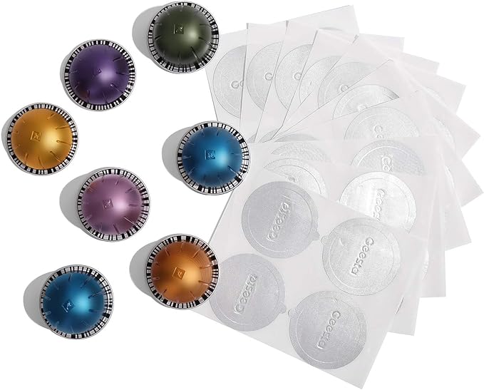 Geesta Reusable Aluminum Foil Seals Lid Compatible with Nespresso Vertuoline Capsule-120 Pcs (120 PCS)
