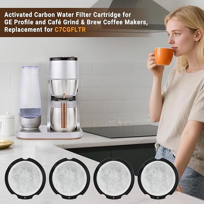 RAWILL 12PC Ge Cafe Water Filter Replacement,Compatible with Café and GE Profile Grind & Brew Machine,Coffee Maker Filters Charcoal for C7CGFLTR