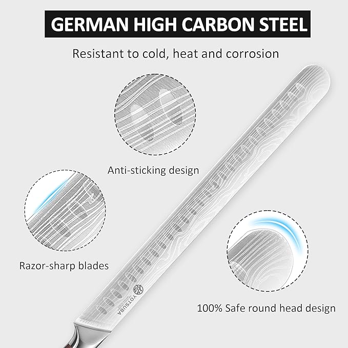 YOTSUBA Carving Knife, 12 inch Brisket Knives, High Carbon Steel Slicing Knives with Ergonomic Handle, Meat Cutting and BBQ Knife, Razor Sharp Carving Knives for Meat with Gift Box